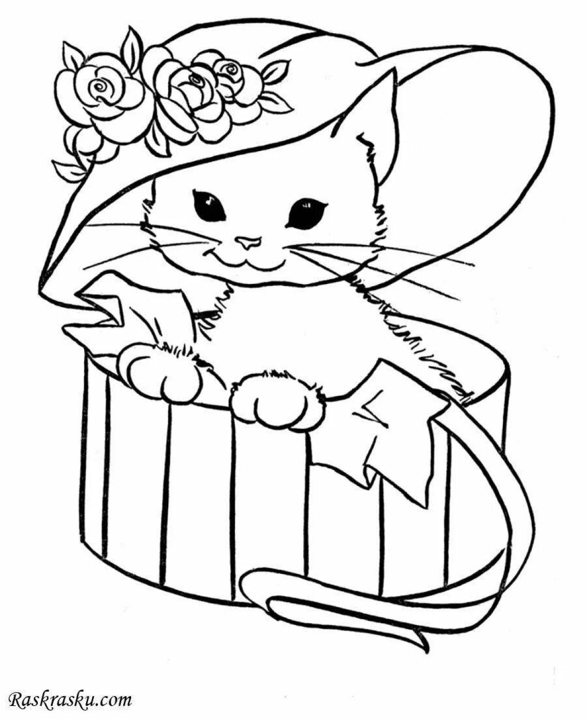 Colouring serene cute cat for kids