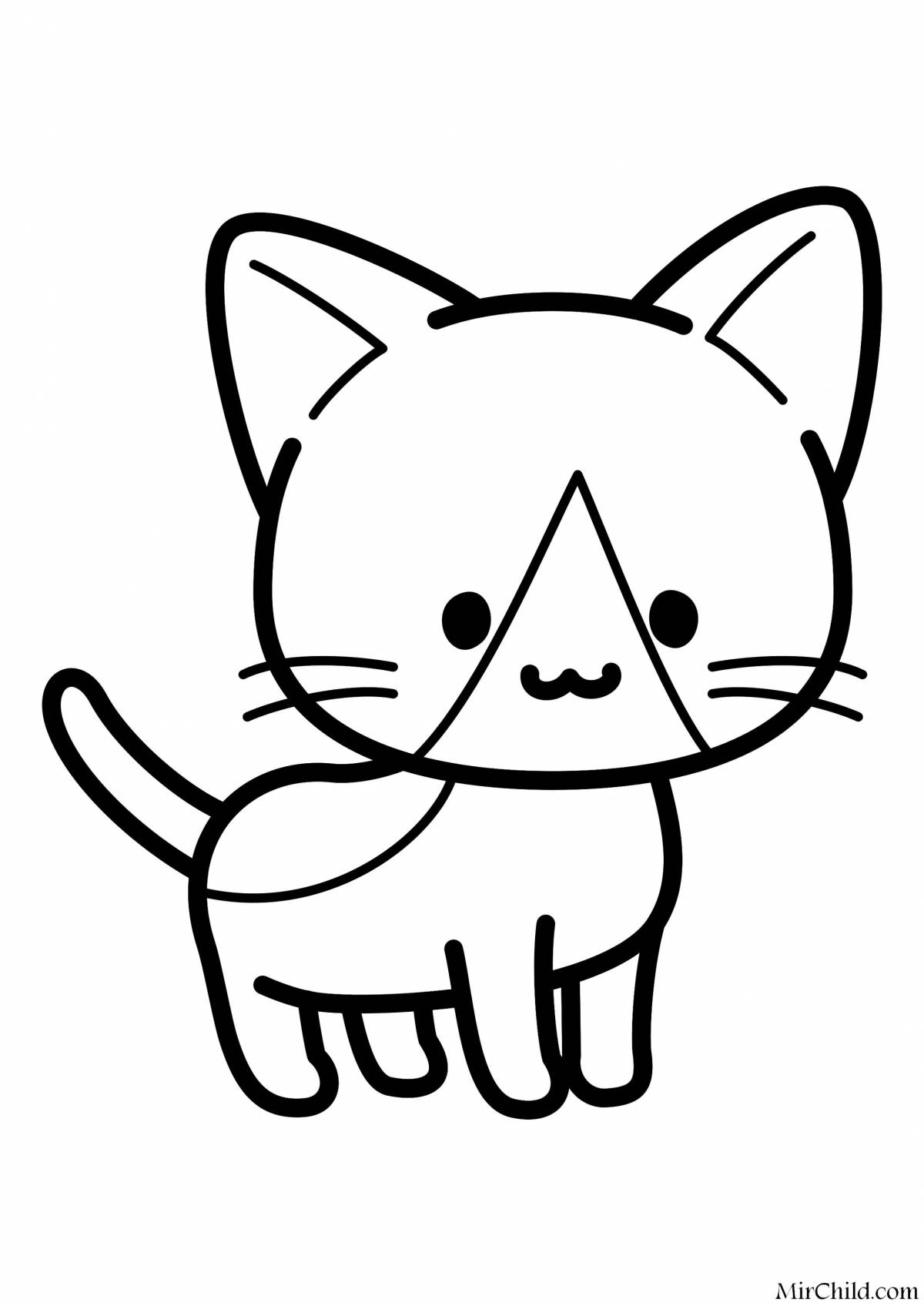 Яркая и веселая кошка раскраска для детей