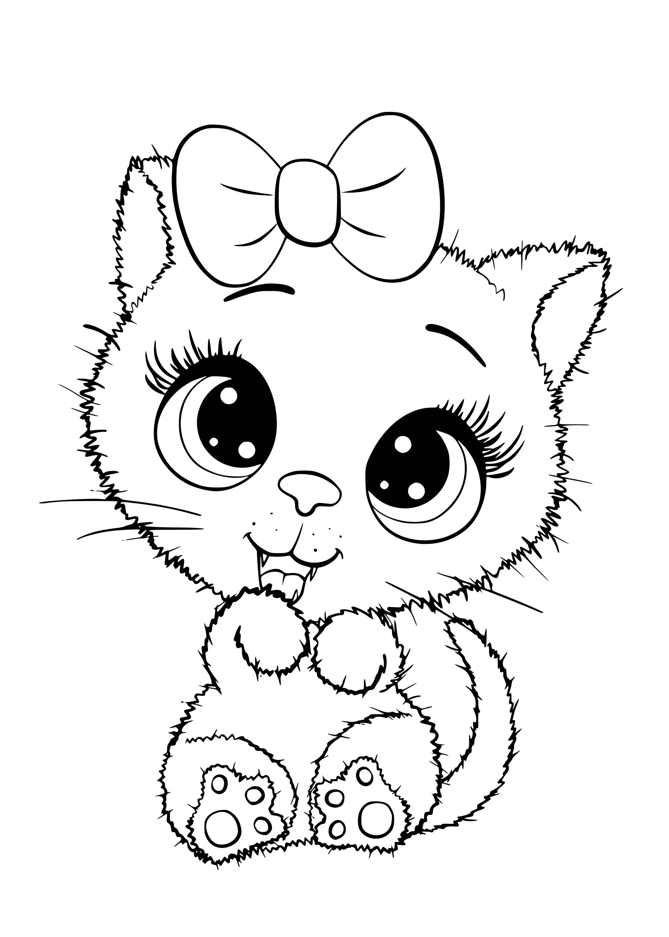 Очаровательная и озорная кошка-раскраска для детей