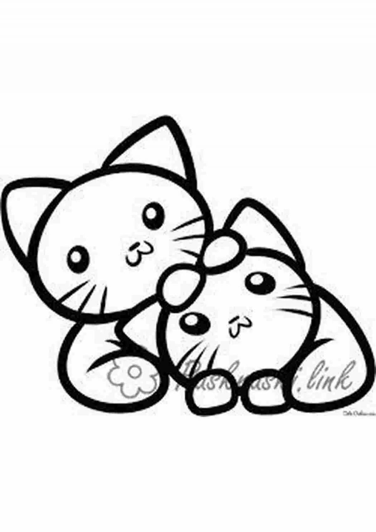 Adorable and magical cat coloring page for kids