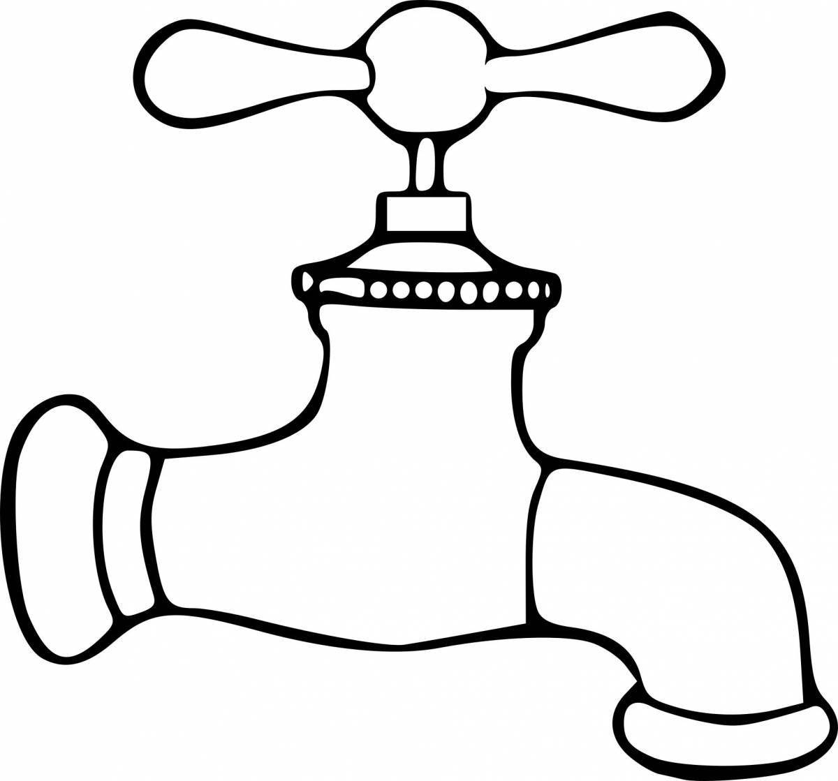 Colorful water faucet coloring page for kids