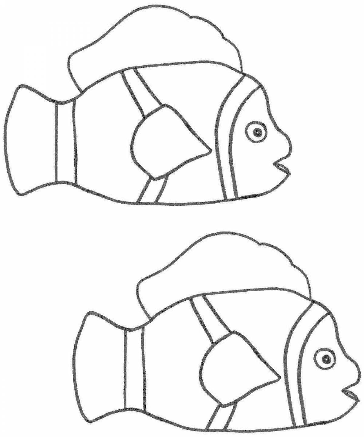 Playful clownfish coloring book for kids