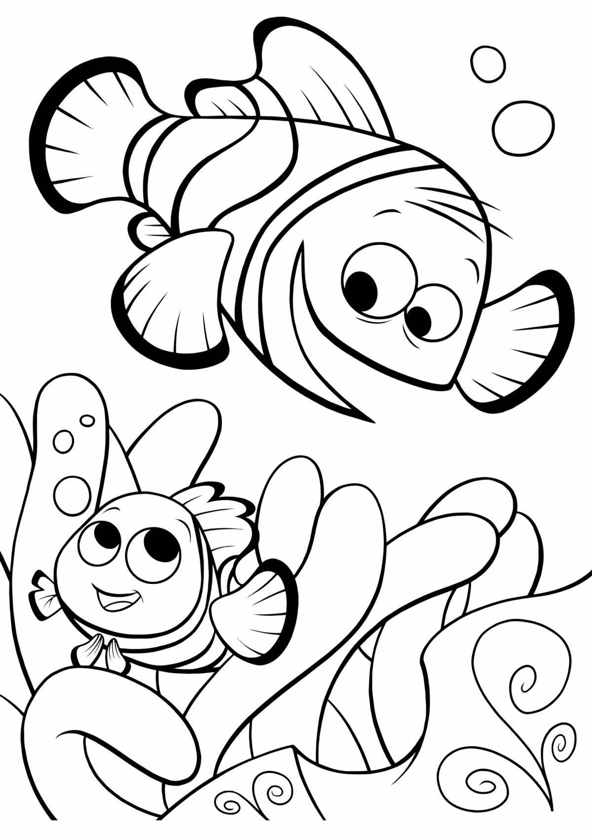 Outstanding clown fish coloring page for kids
