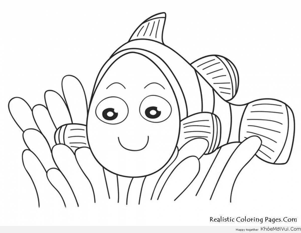 Bright clownfish coloring book for kids