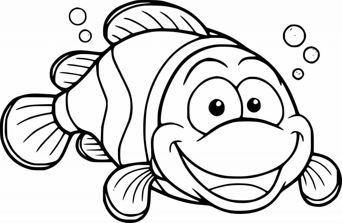 Clown fish with colorful splashes coloring book for children