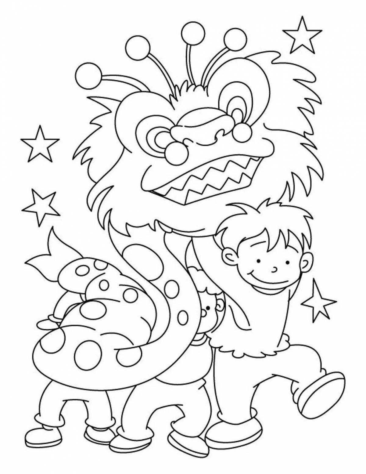 Playful chinese new year coloring book for kids