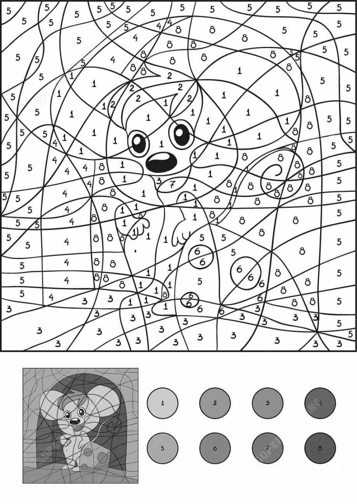 Exciting coloring pages with numbers for children's play