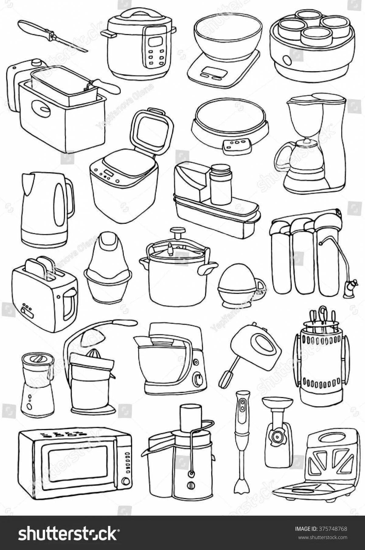 Coloring of home appliances for kindergarten