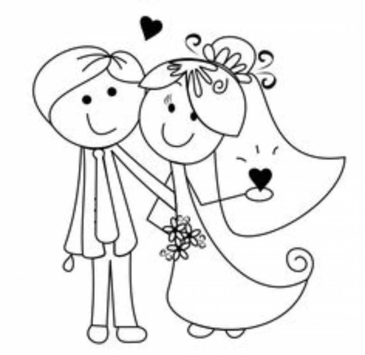 Glorious bride and groom coloring page