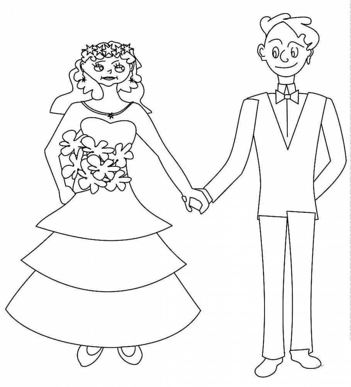 Cute bride and groom coloring pages