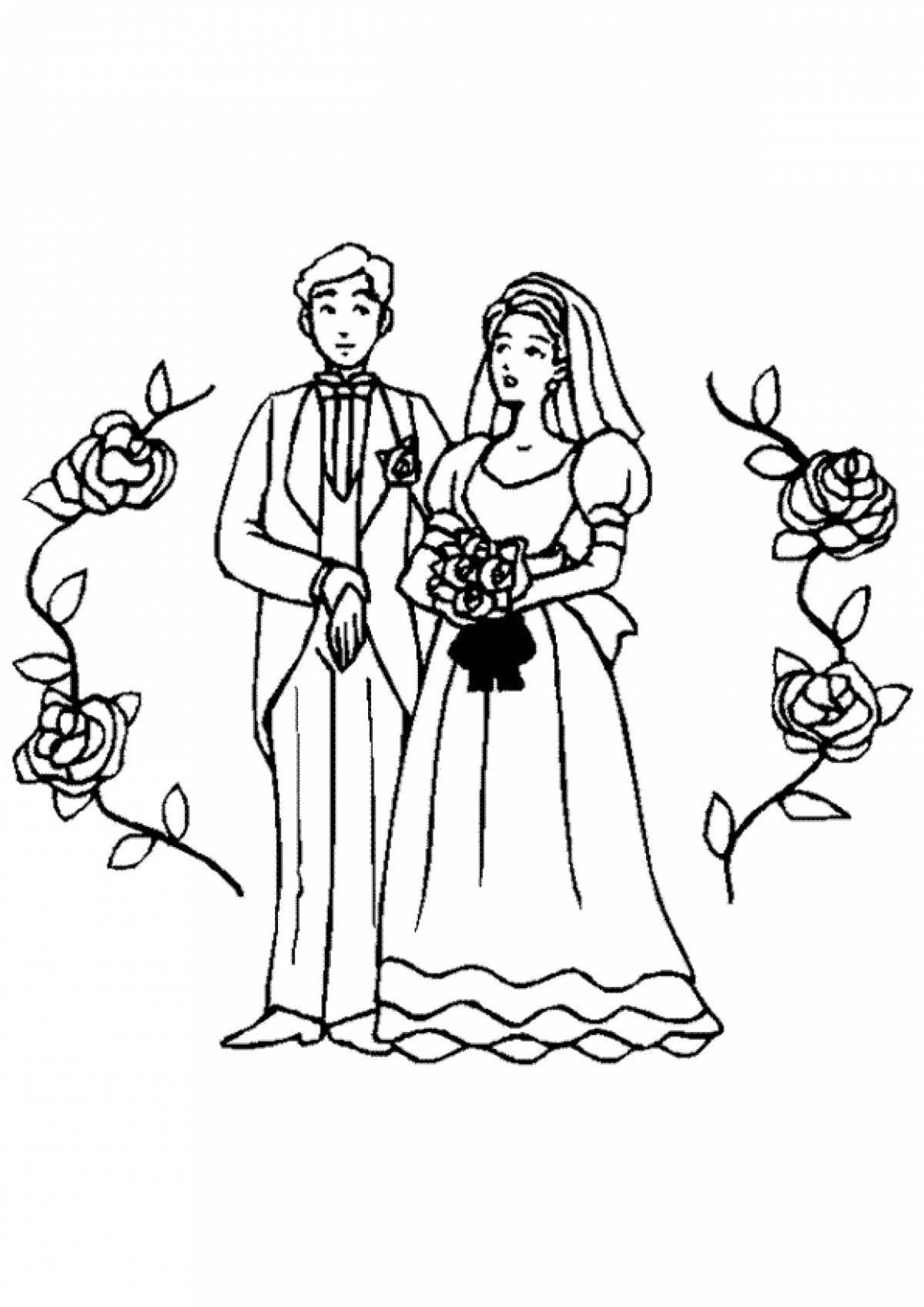 Потрясающая страница раскраски жениха и невесты