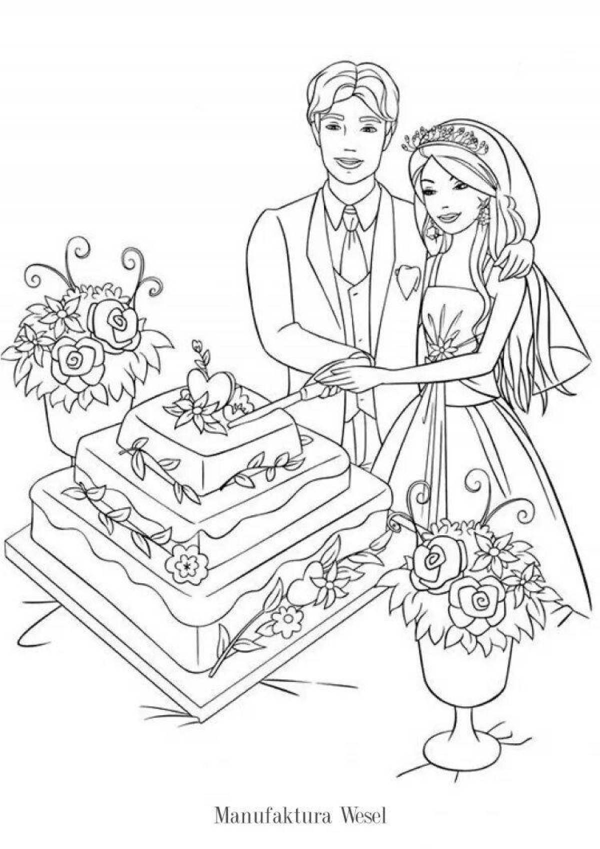 Holiday coloring of the bride and groom