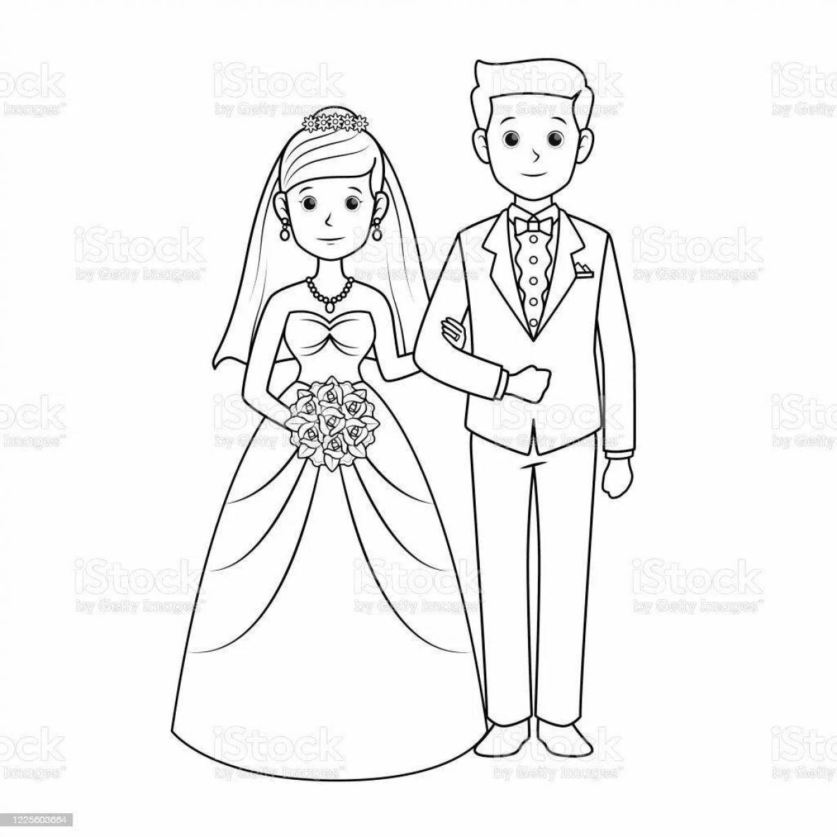 Coloring page dazzling bride and groom