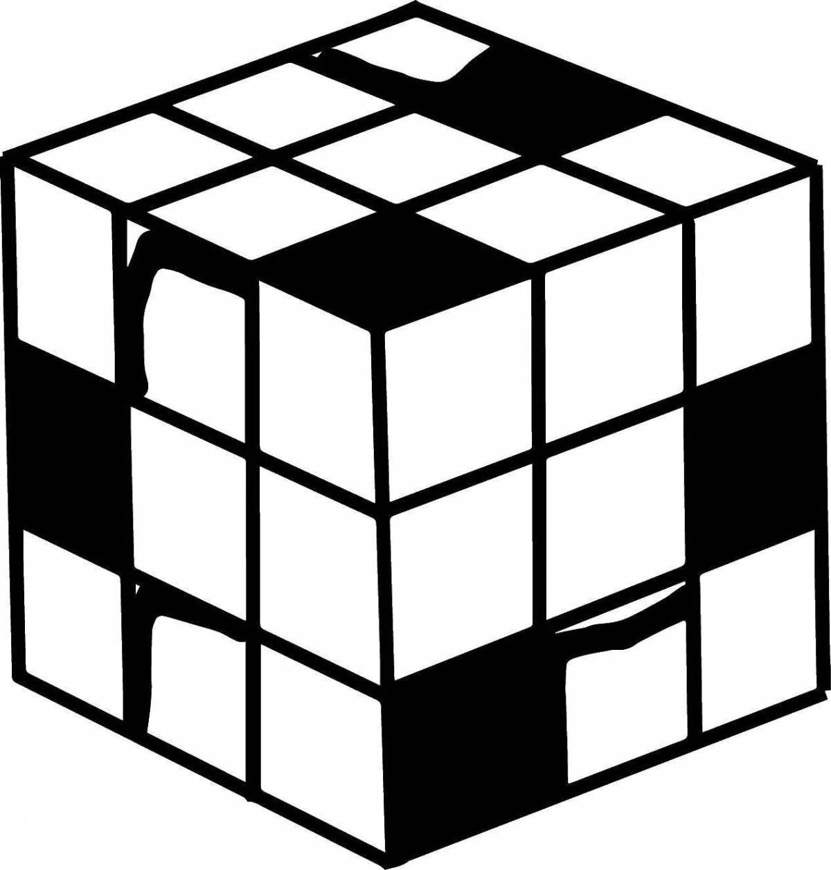 Красочная страница-раскраска кубик рубика для детей