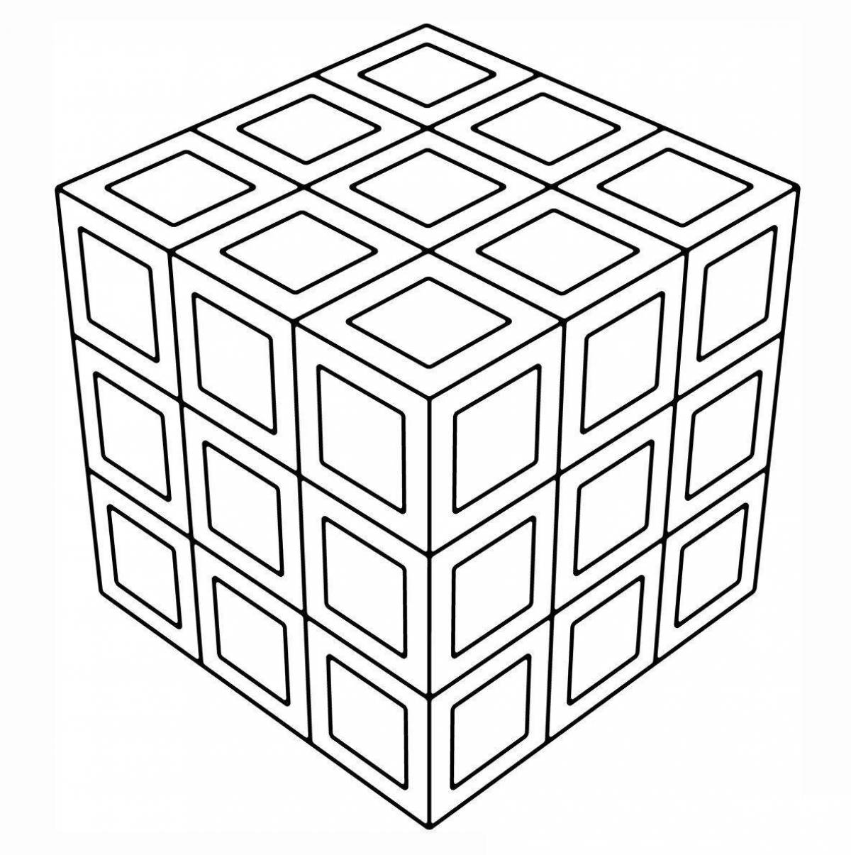 Colored rubik's cube coloring book for kids