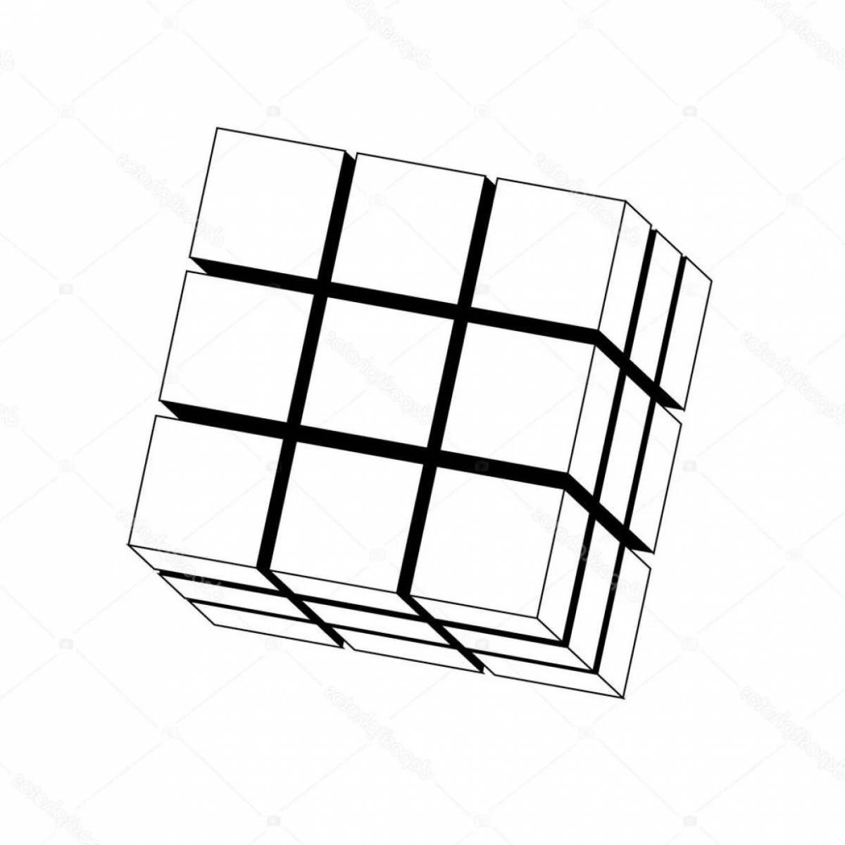 Красочная страница-раскраска кубик рубика для маленьких детей