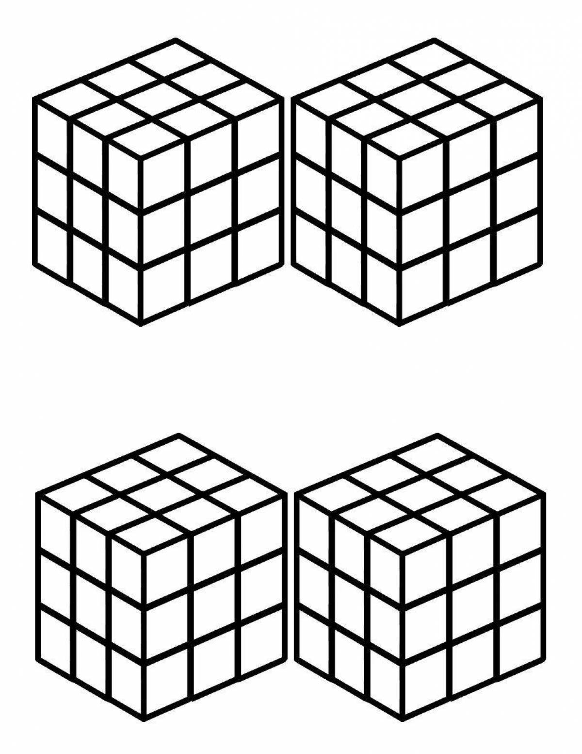 Красочная страница-раскраска кубика рубика для начинающих