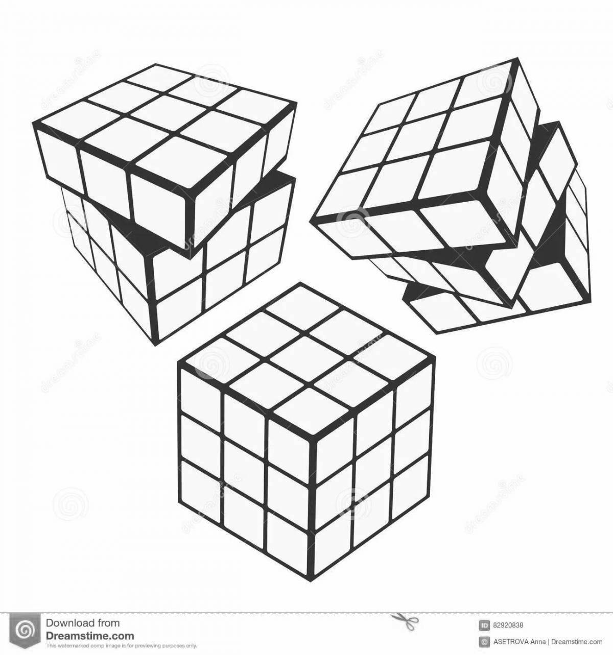 Colorful rubik's cube coloring page for kids