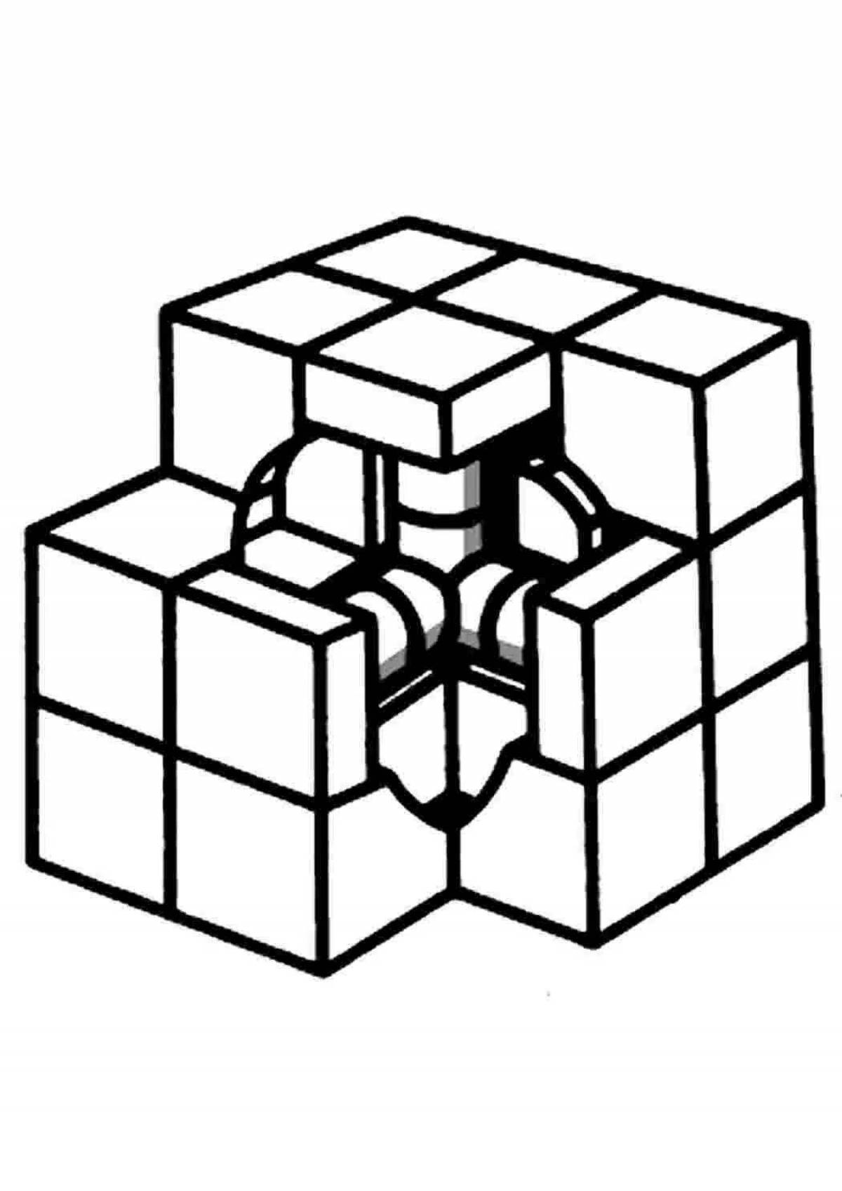 Красочная страница-раскраска кубик рубика для детей всех возрастов