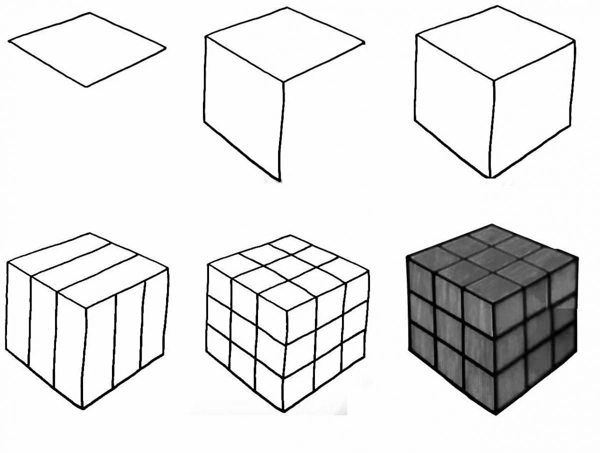 Красочная страница-раскраска «кубик рубика» для детей