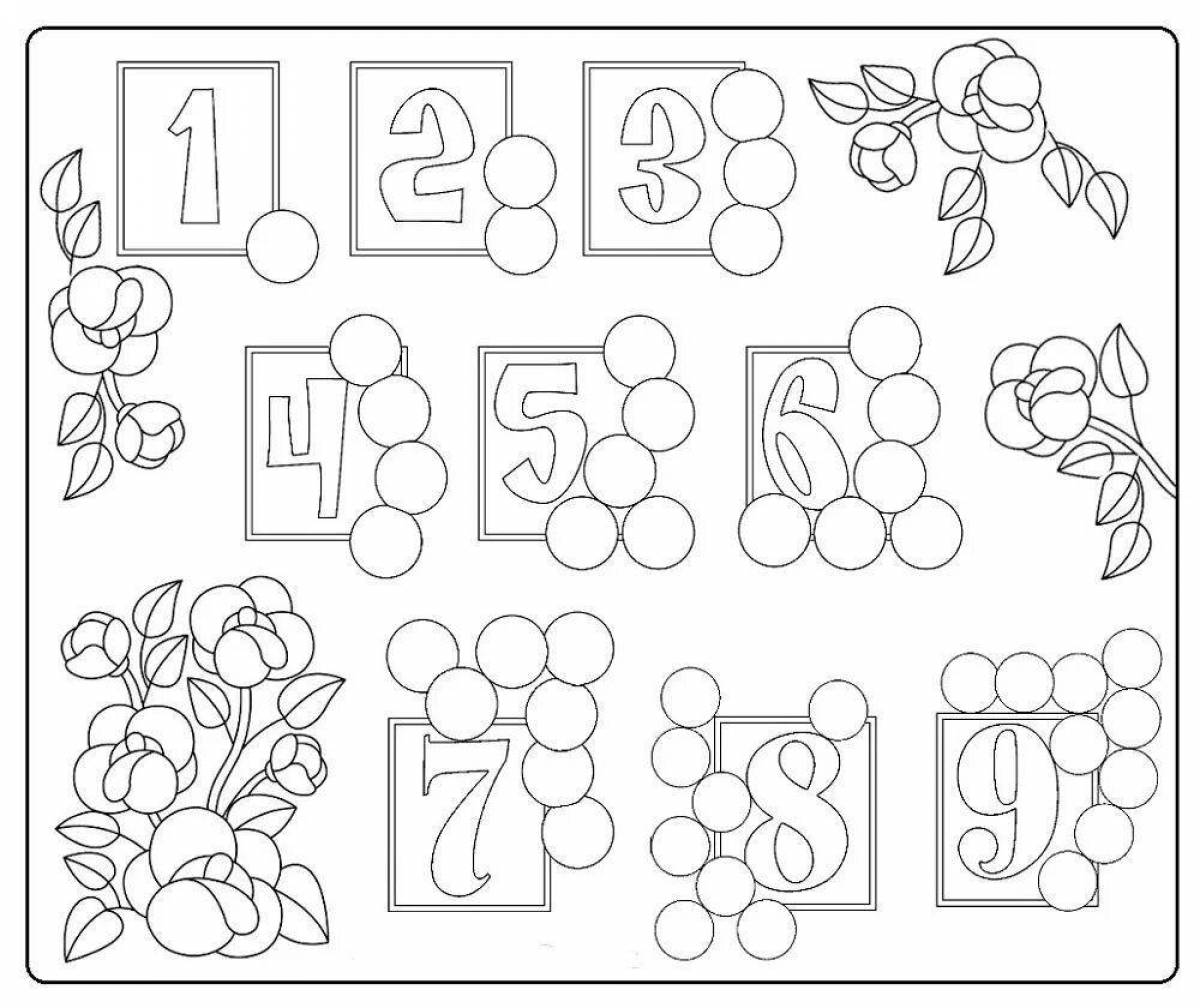 Coloring book with letters and numbers for kids