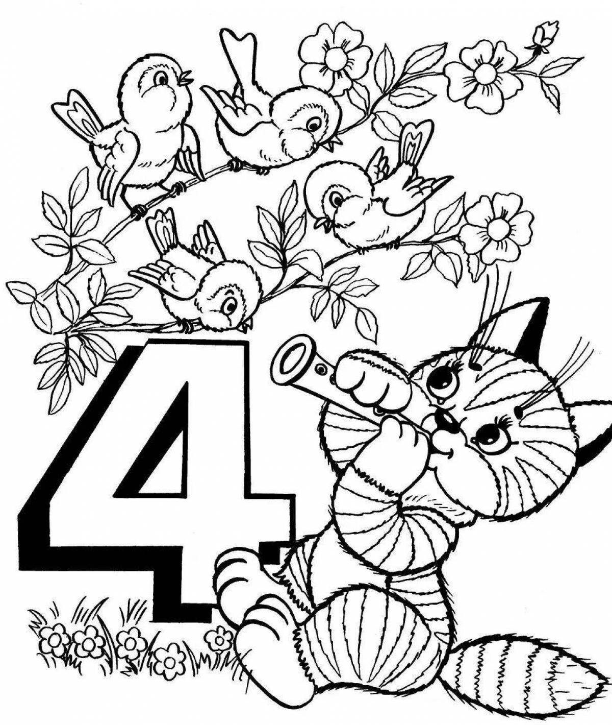 Creative number and letter combination coloring page for kids