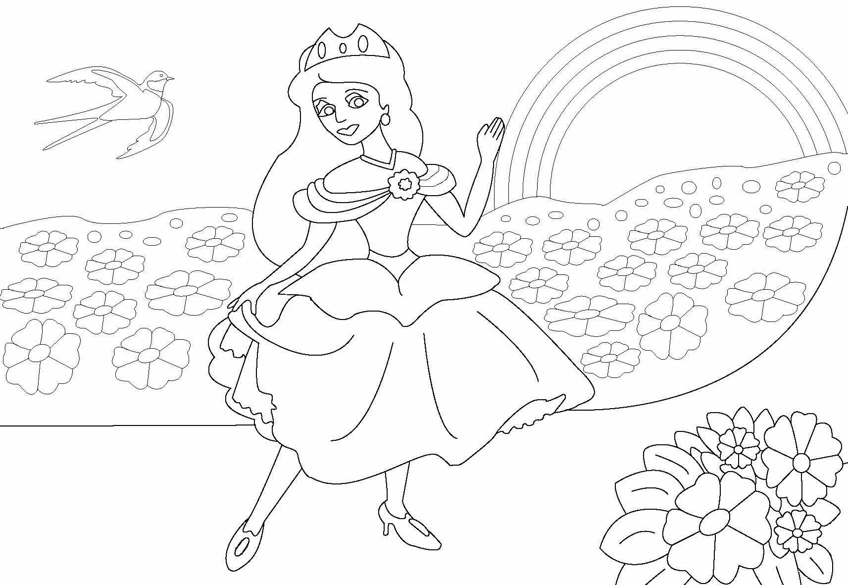Игривая раскраска принцессы для девочек 4 лет