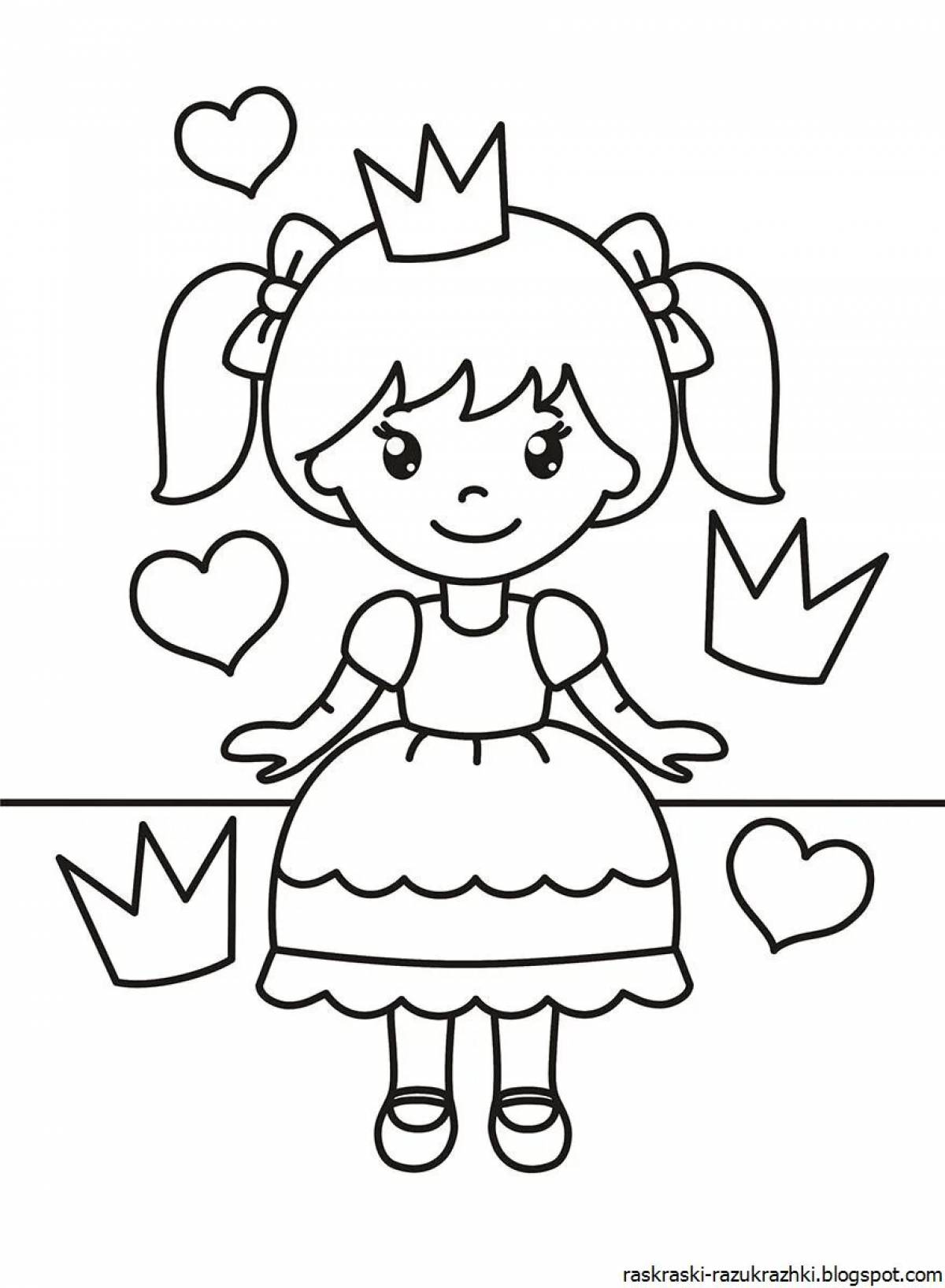 Colourful princess coloring pages for girls 4 years old