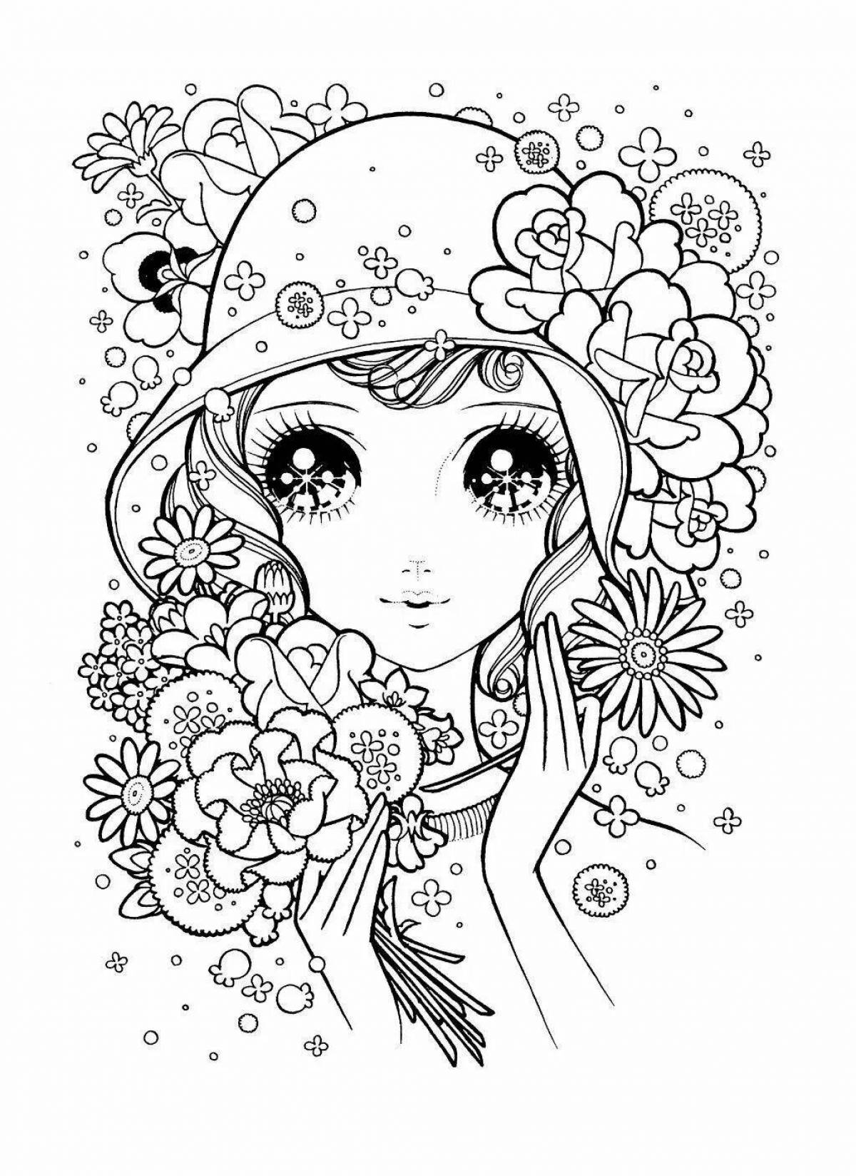 Playful anti-stress coloring book for girls 8 years old