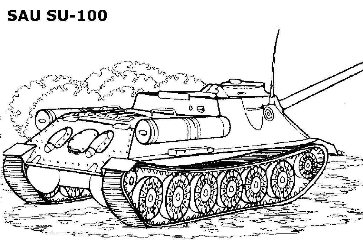 Яркие раскраски военные танки для мальчиков