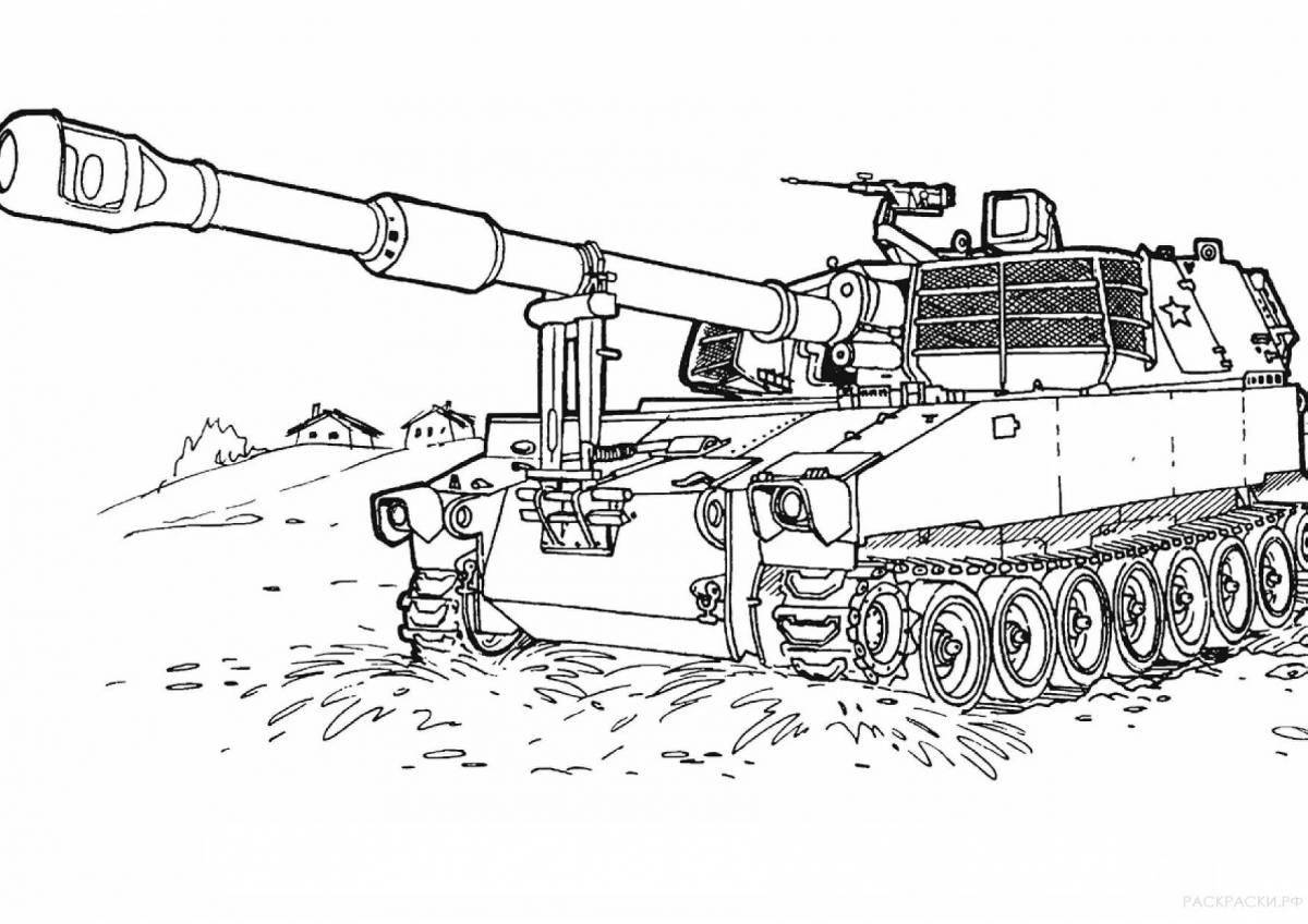 Monumental coloring of military tanks for boys