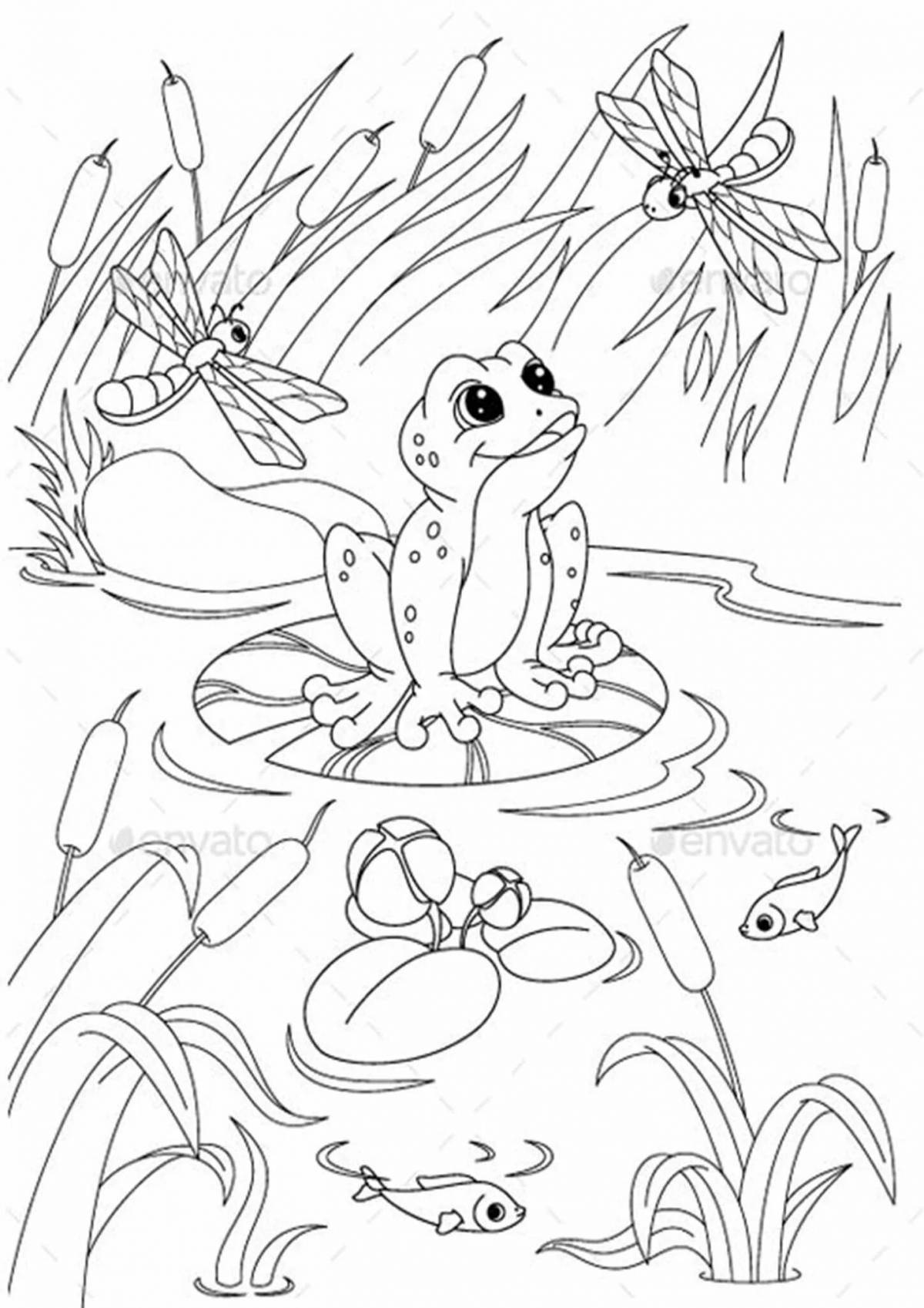 Attractive travel frog coloring pages for kids