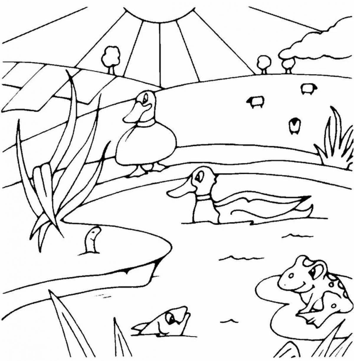 Witty travel frog coloring page for kids
