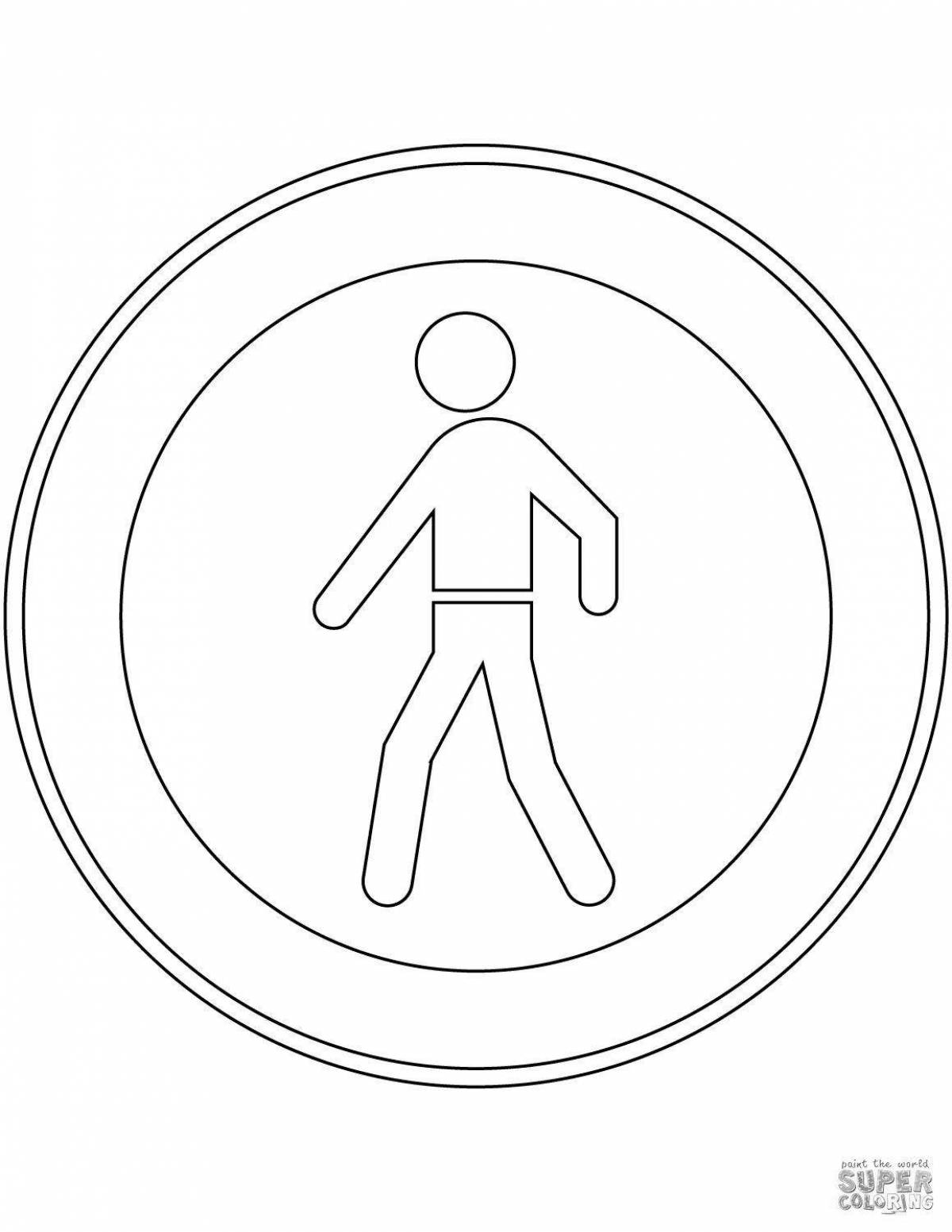 Coloring page fun road sign for preschoolers