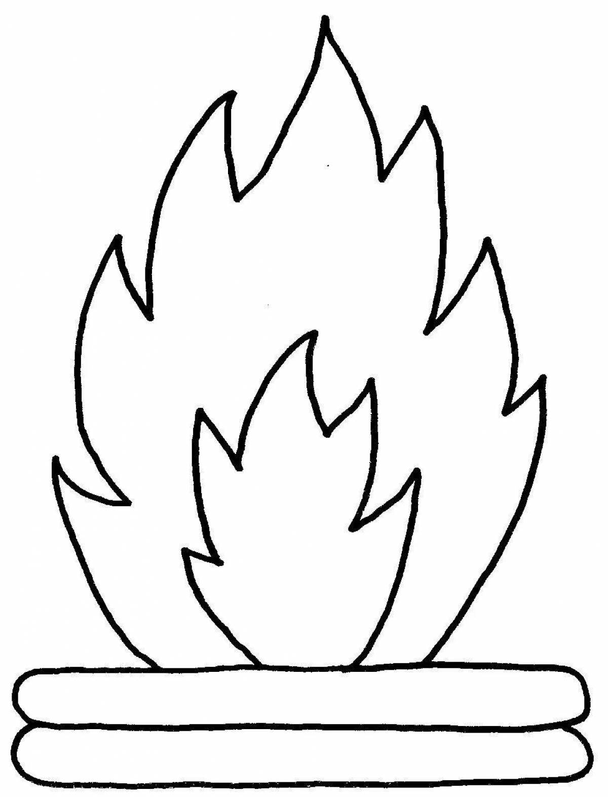 Coloring page stimulating fire for 3-4 year olds