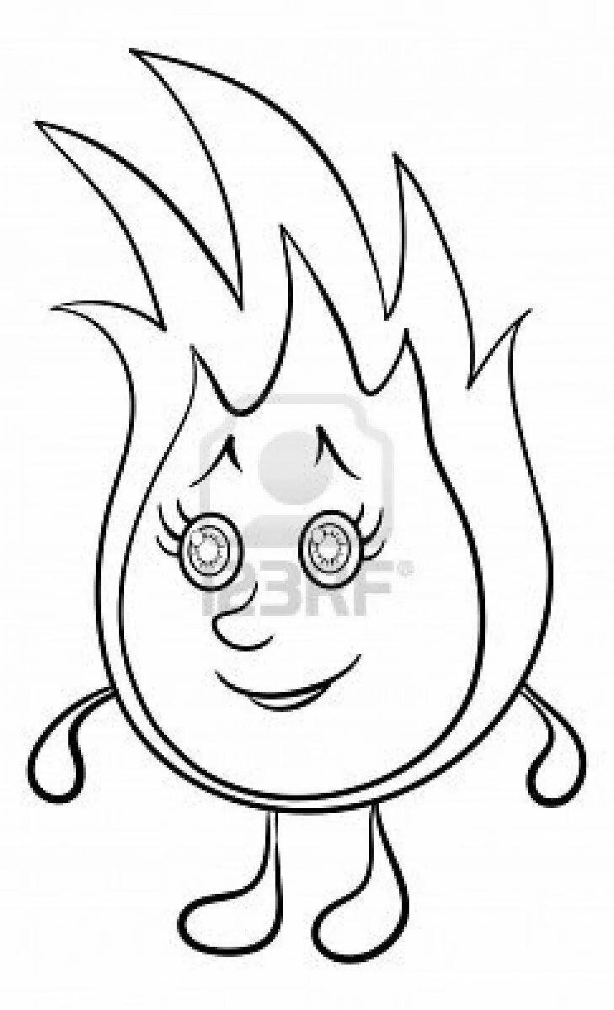 Comic fire coloring book for children 3-4 years old