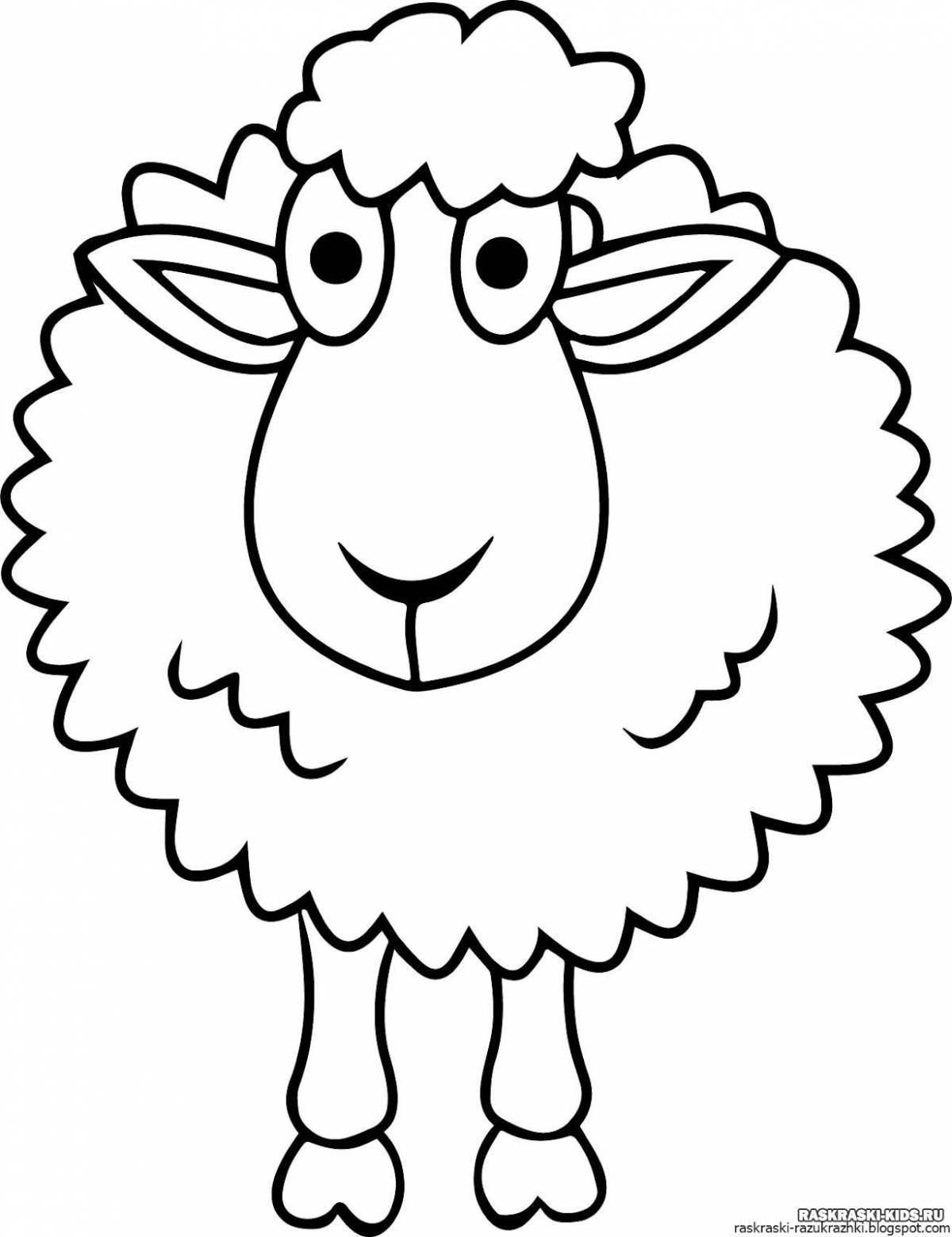 Яркая раскраска овечка для детей 3-4 лет