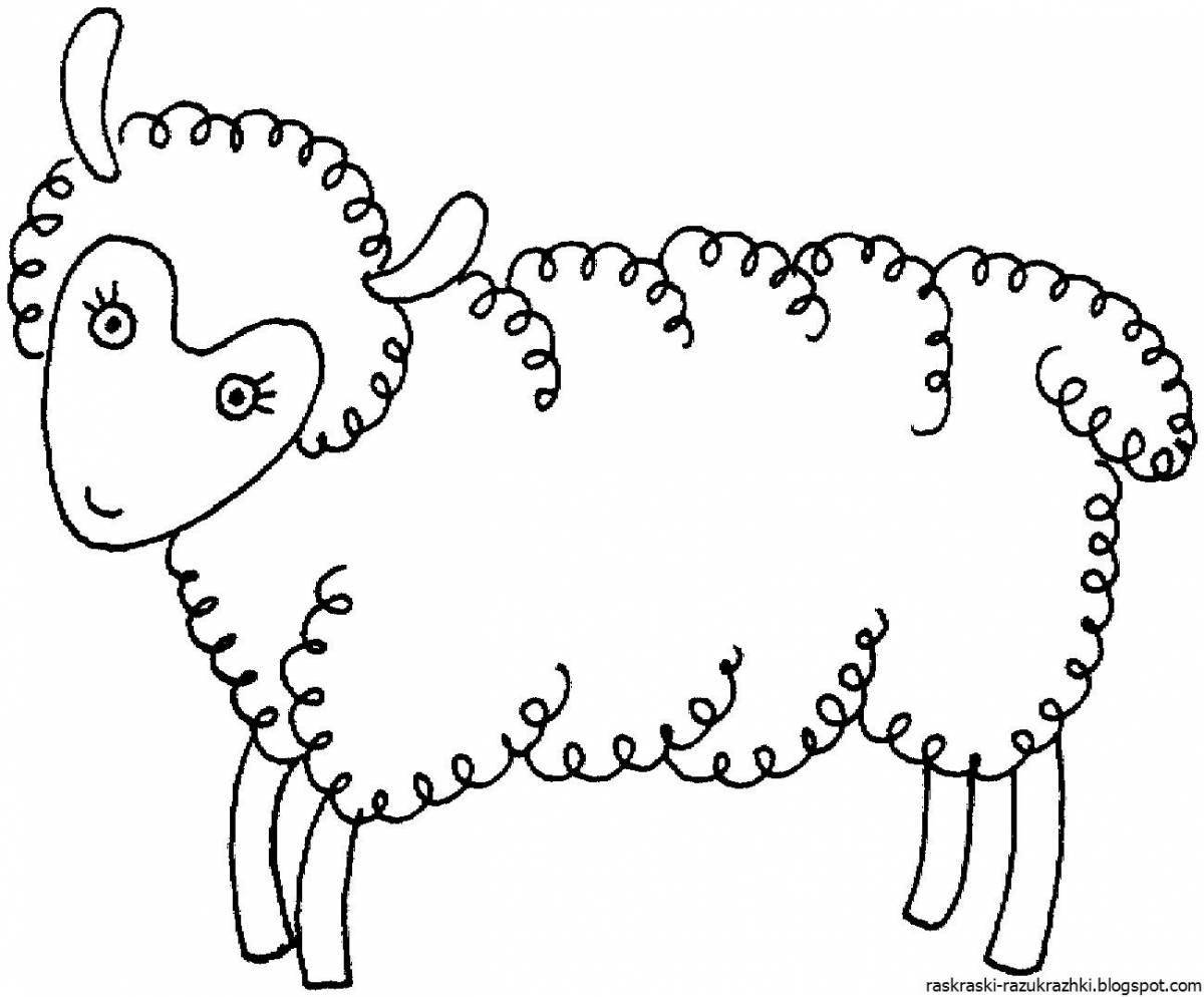 Colourful lamb coloring book for children 3-4 years old