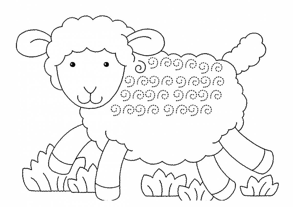 Fun coloring book lamb for children 3-4 years old