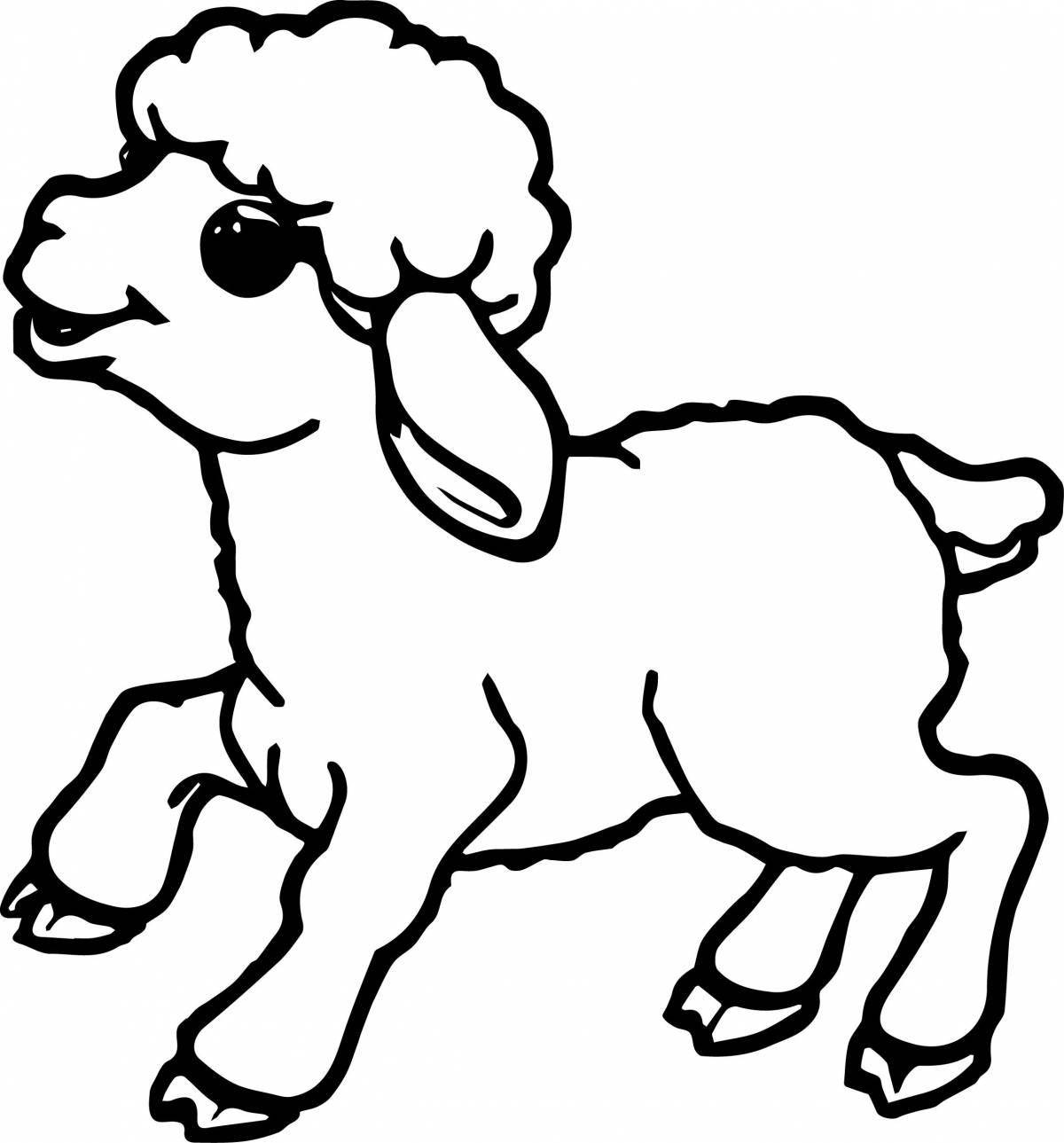 Holiday coloring sheep for children 3-4 years old