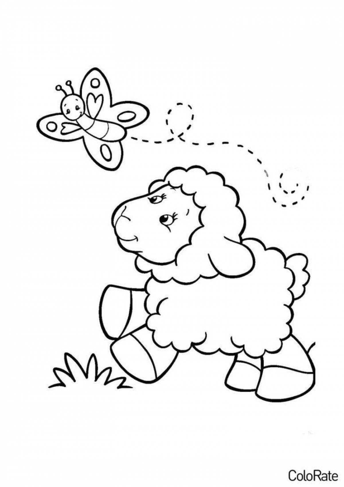 Blissful lamb coloring book for children 3-4 years old
