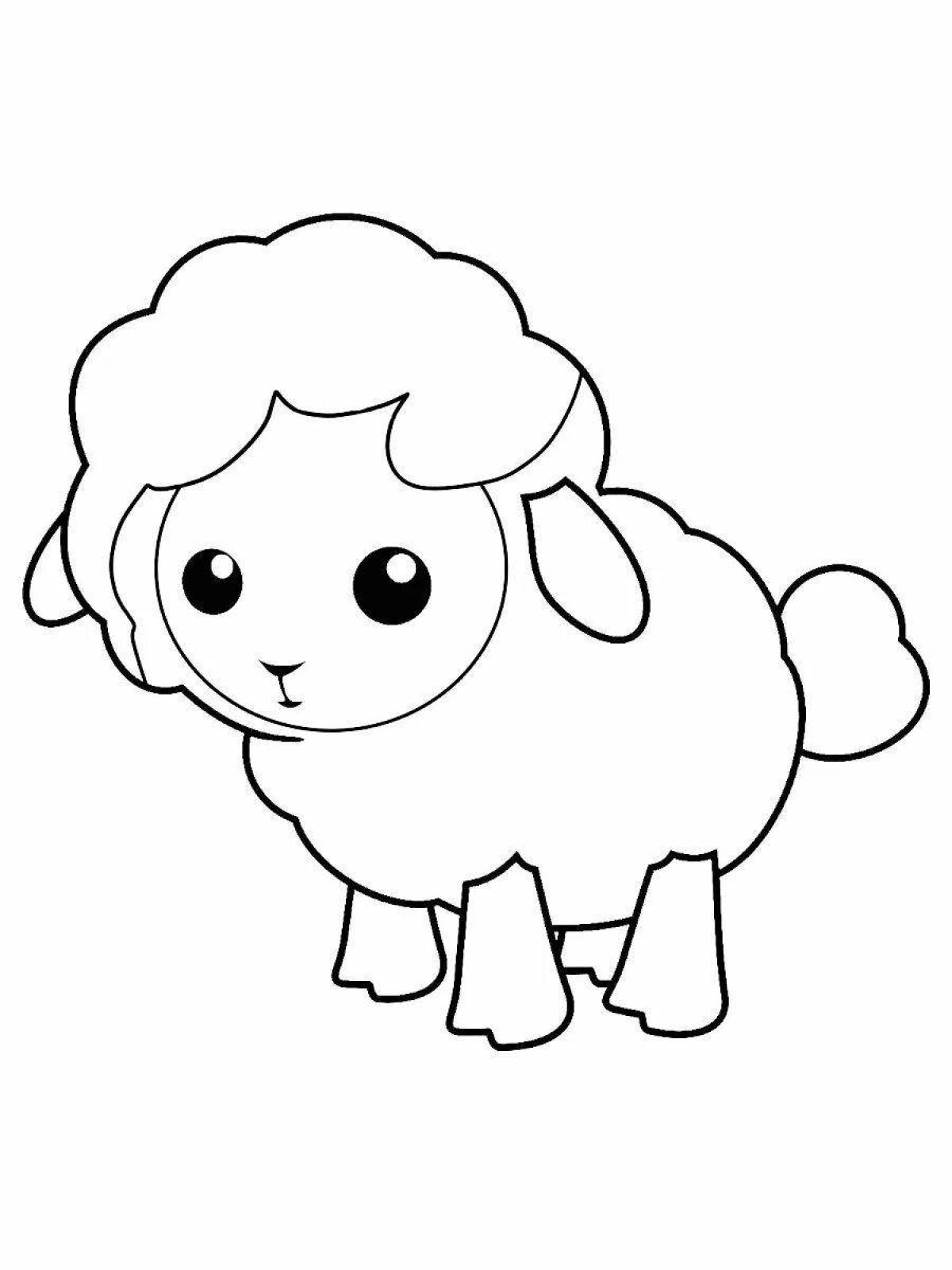 Сияющая раскраска овечка для детей 3-4 лет