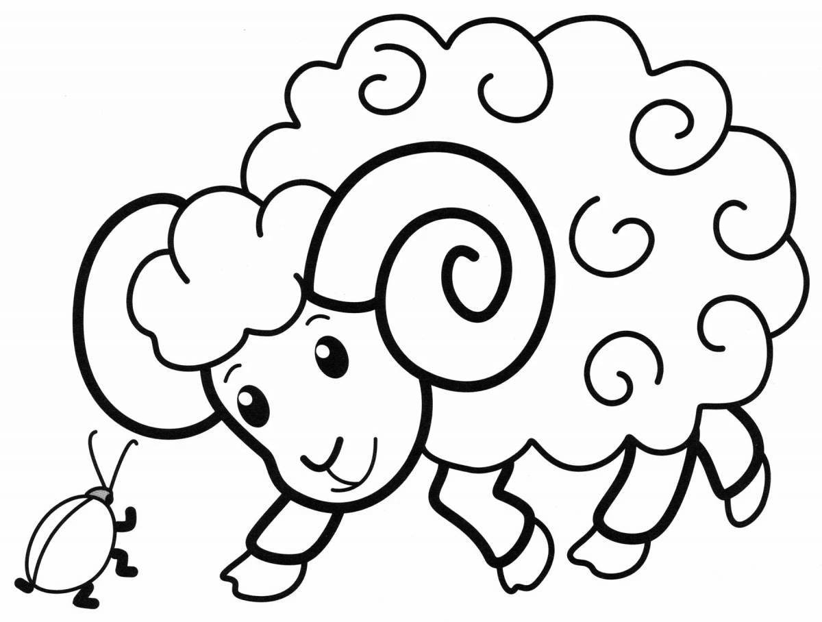 Sheep glamor coloring for children 3-4 years old