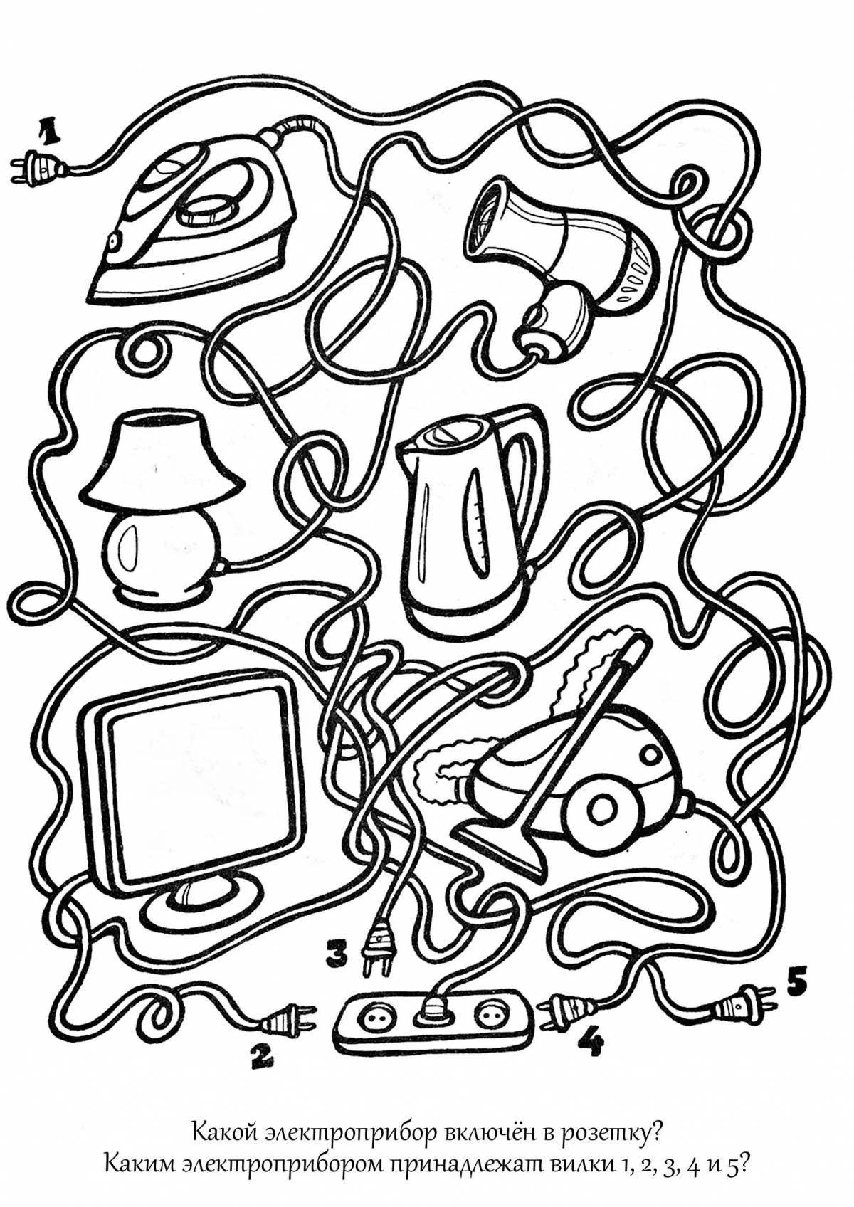 Fun electrical coloring book for kids 5-6 years old