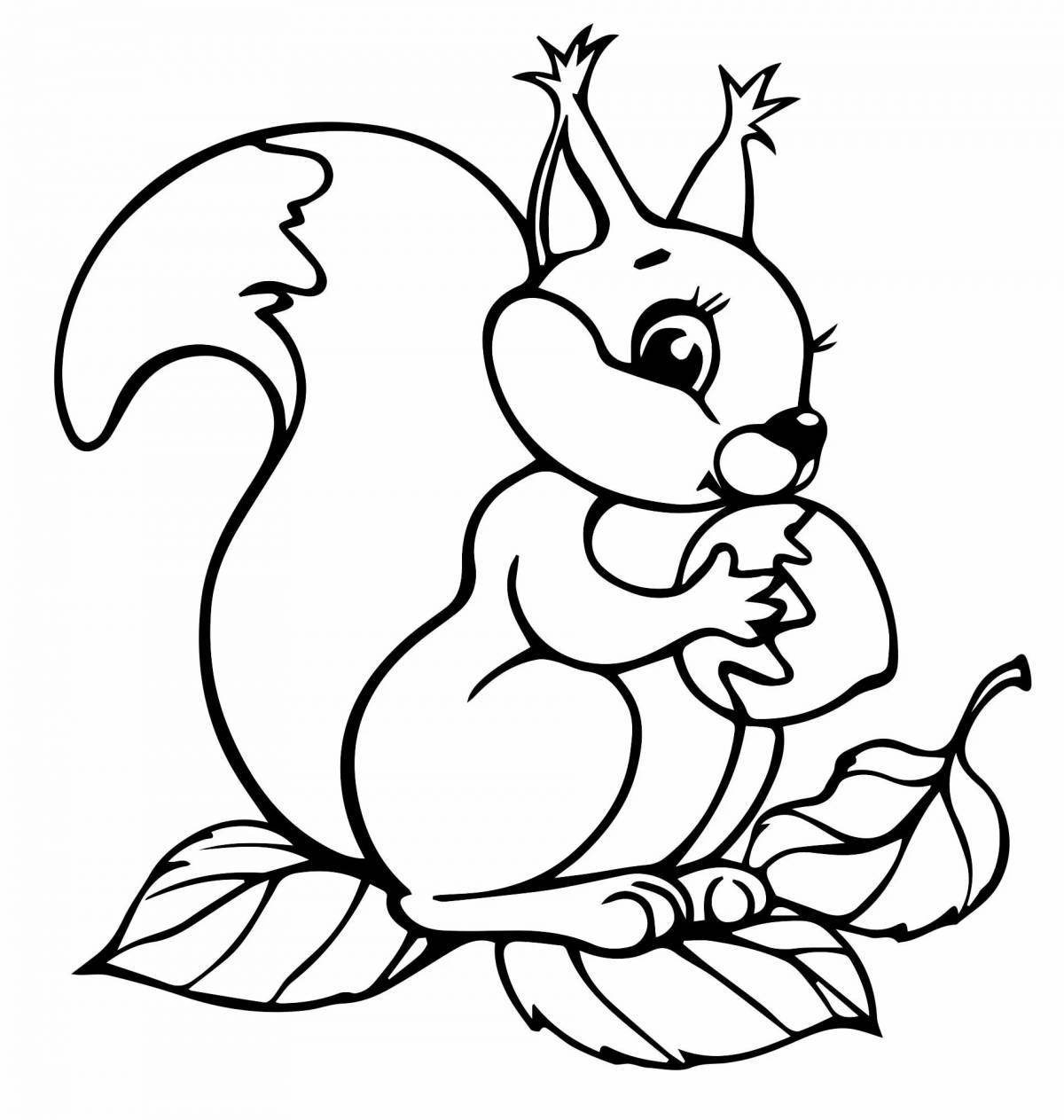 Fun coloring squirrel for children 6-7 years old