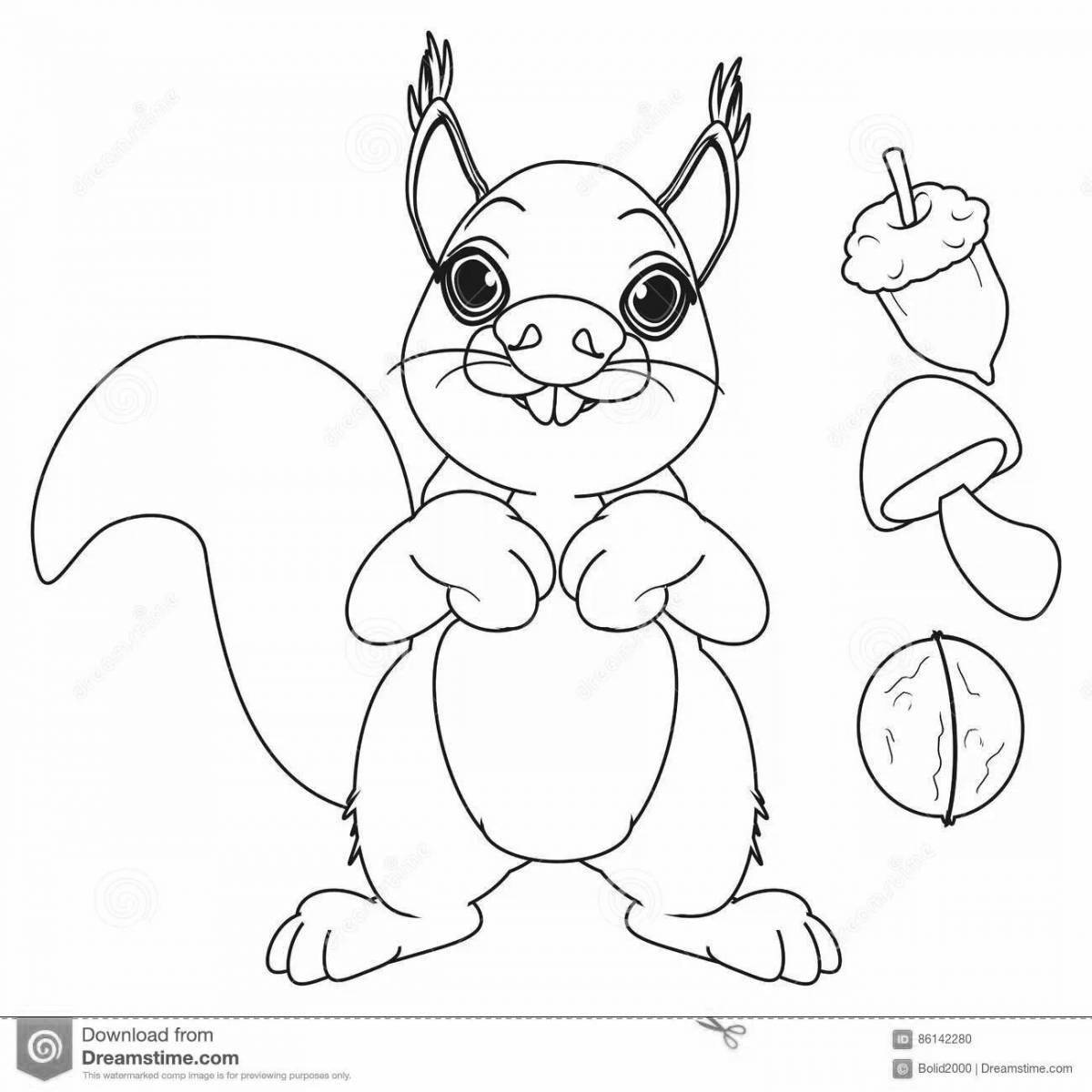 Fancy squirrel coloring book for 6-7 year olds