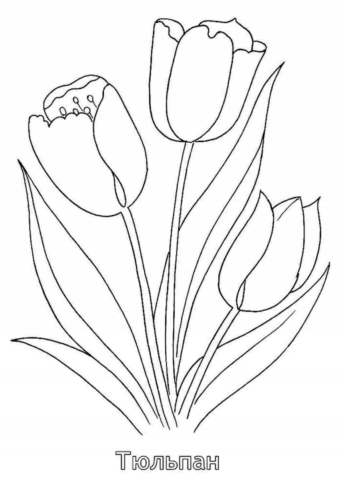 Glowing tulips coloring book for children 5-6 years old
