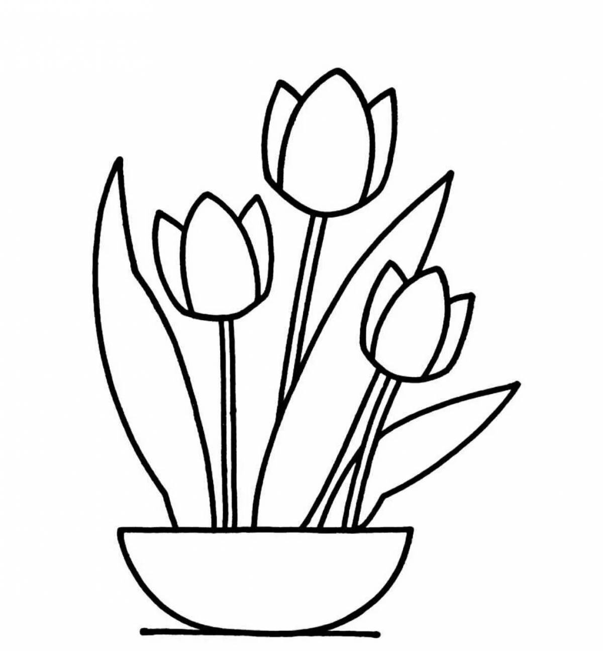 Cute tulips coloring book for 5-6 year olds