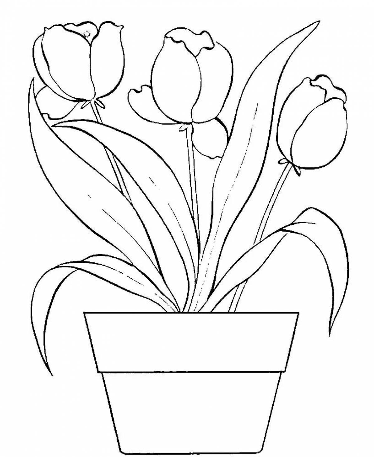 Elegant tulips coloring for children 5-6 years old