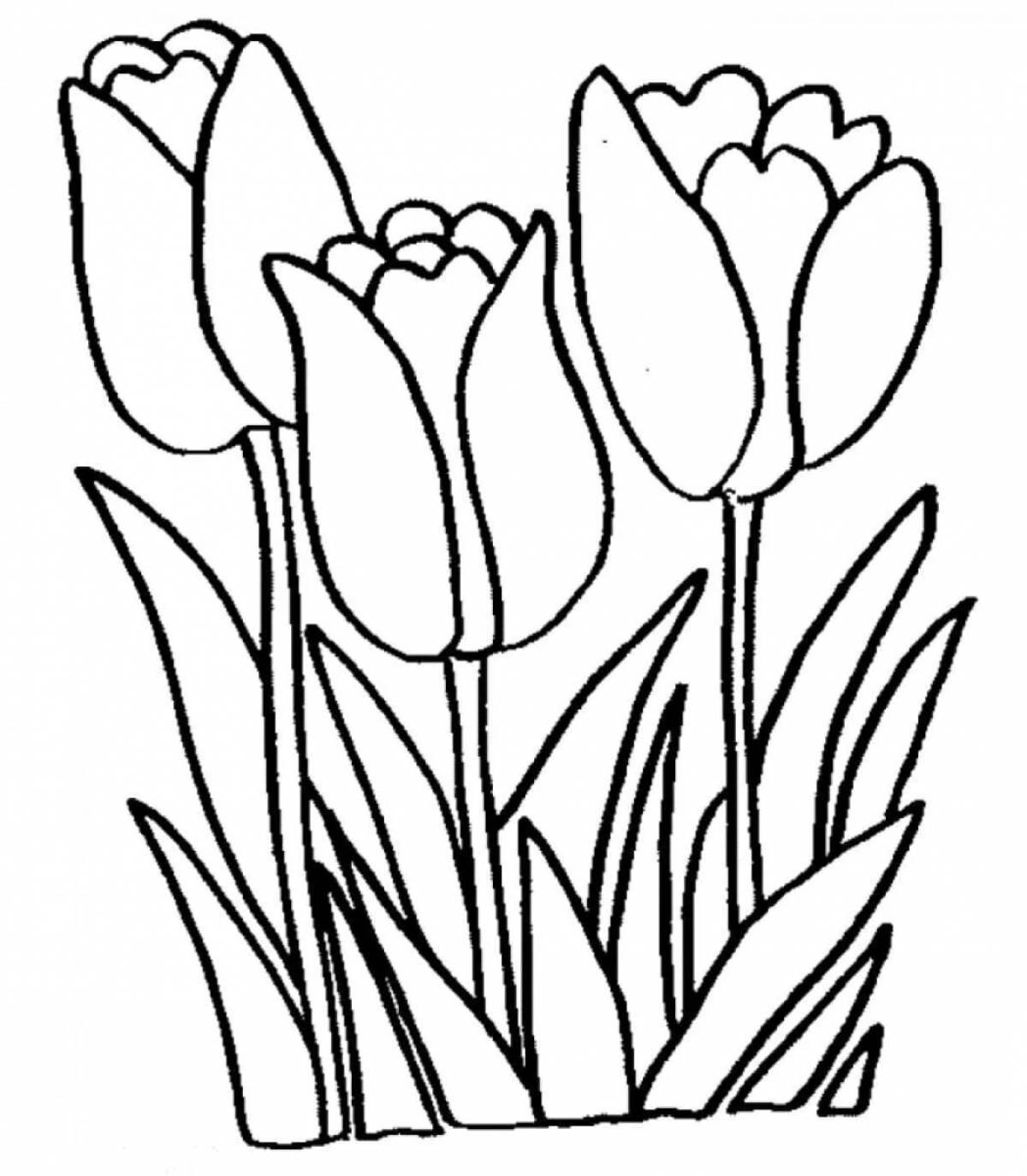 Coloring book dazzling tulips for children 5-6 years old